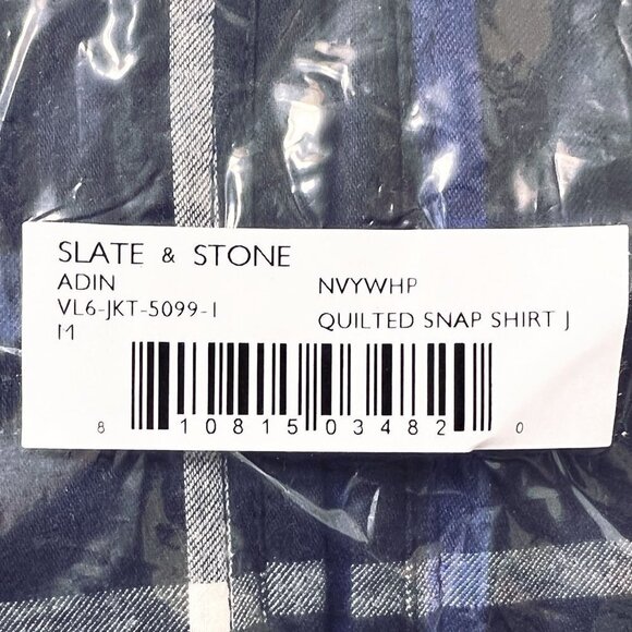 Slate & Stone Mens Blue Plaid Quilted Lightweight Snap Shirt Jacket Sz M New - Picture 7 of 9